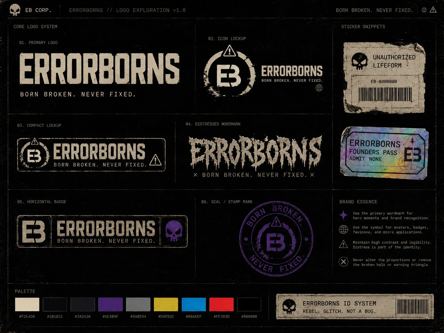 ERRORBORNS logo exploration